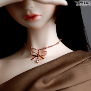 娃娃饰品 Ribbon Drop necklace  Rose Gold